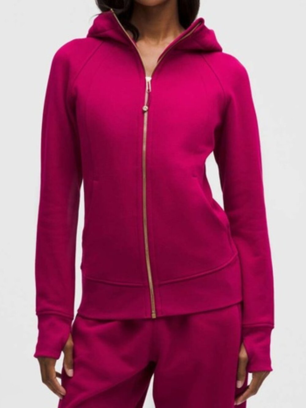 Lululemon Scuba Full-Zip Hoodie, Berry Rumble / Gold, Size 4